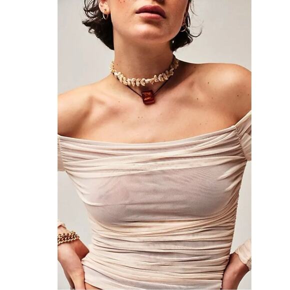 Free People Sunshine Express Choker Brown NWT Glass Bohemian Necklace Layering - Picture 2 of 7